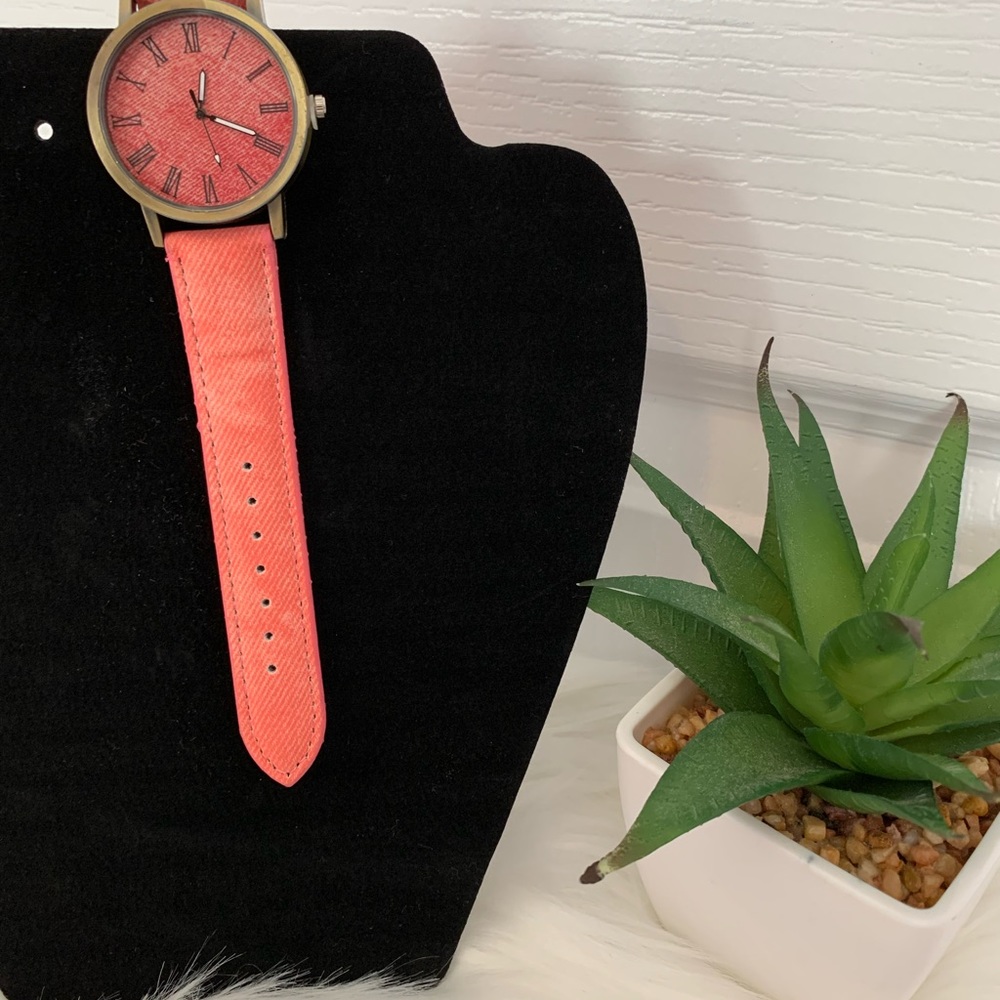 Soft Red Jean Print Watch